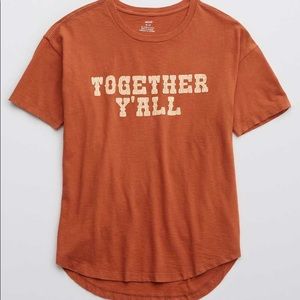 Aerie Together Y’all Distressed Boyfriend T-Shirt XS